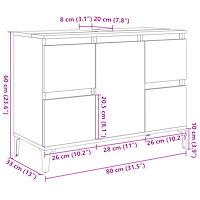 vidaXL Tvättställsskåp artisan ek 80x33x60 cm konstruerat trä