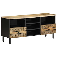 vidaXL Tv-bänk svart 100x33,5x46 cm massivt grovt mangoträ