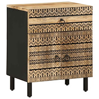 vidaXL Sängbord svart 50x33x60 cm massivt grovt mangoträ