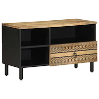 vidaXL Tv-bänk svart 80x33,5x46 cm massivt grovt mangoträ