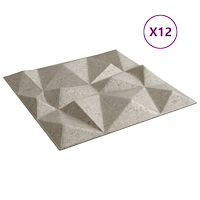 vidaXL Väggpaneler 12 st beton 50x50 cm XPS 3 m² diamant