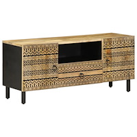 vidaXL Tv-bänk svart 105x33,5x46 cm massivt grovt mangoträ