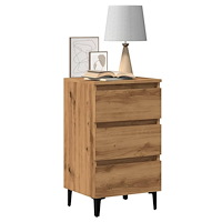 vidaXL Sängbord med metallben artisan ek 40x35x69 cm