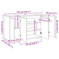 vidaXL Skänk gammalt trä 135x41x75 cm konstruerat trä