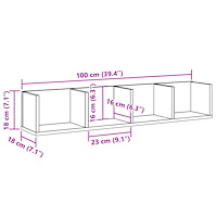 vidaXL CD-hylla åldrat trä 100x18x18 cm konstruerat trä