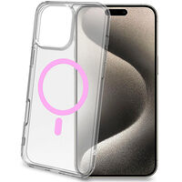 Celly Gelskinmag Magnetic Cover MagSafe iPhone 16 Pro Max Transparent + Rosa