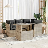 vidaXL Loungegrupp för trädgården m dynor 5 delar konstrotting ljusgrå