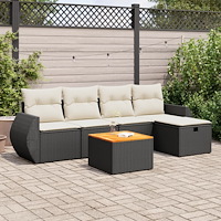 vidaXL Loungegrupp med dynor 6 delar svart konstrotting