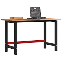 vidaXL Arbetsbänk ljusbrun 140x60x81,5 cm massiv ek
