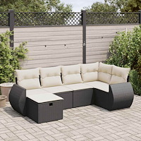 vidaXL Loungegrupp med dynor 6 delar svart konstrotting