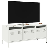 vidaXL Tv-bänk vit 101,5x39x43,5 cm kallvalsat stål