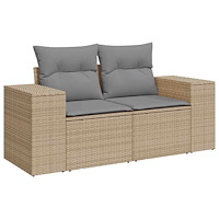 vidaXL Soffgrupp för trädgården med dynor 6 delar beige konstrotting
