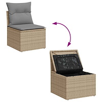 vidaXL Soffgrupp för trädgården med dynor 6 delar beige konstrotting