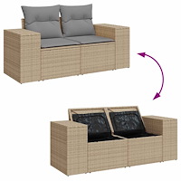 vidaXL Soffgrupp för trädgården med dynor 6 delar beige konstrotting