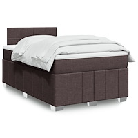 vidaXL Ramsäng med madrass mörkbrun 120x190 cm tyg