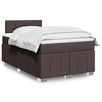 vidaXL Ramsäng med madrass mörkbrun 120x190 cm tyg