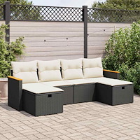 vidaXL Loungegrupp med dynor 6 delar svart konstrotting