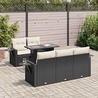 vidaXL Loungegrupp med dynor 6 delar svart konstrotting