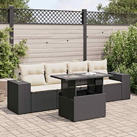 vidaXL Loungegrupp för trädgården med dynor 5 delar svart konstrotting