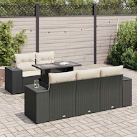 vidaXL Loungegrupp med dynor 6 delar svart konstrotting
