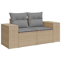 vidaXL Soffgrupp för trädgården med dynor 5 delar beige konstrotting