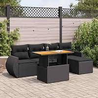 vidaXL Loungegrupp med dynor 6 delar svart konstrotting