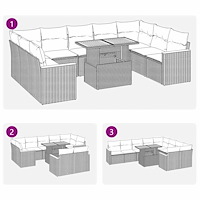 vidaXL Soffgrupp för trädgården dynor 10 delar konstrotting akaciaträ