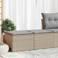 vidaXL Trädgårdssoffset med dynor 2 delar beige konstrotting akaciaträ