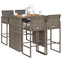vidaXL Bargrupp för trädgården 5 delar med dynor grå