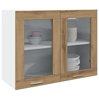 vidaXL Väggskåp glas “Lyon” artisian ek 80x31x60 cm konstruerat trä