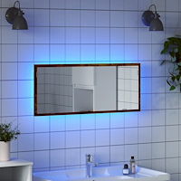 vidaXL Badrumsspegel LEDs rökfärgad ek 100x8,5x37 cm konstruerat trä