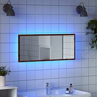 vidaXL Badrumsspegel med LED brun ek 100x8,5x37 cm konstruerat trä