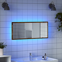 vidaXL Badrumsspegel med LED åldrat trä 100x8,5x37 cm konstruerat trä