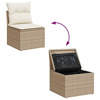 vidaXL Soffgrupp för trädgården med dynor 6 delar beige konstrotting
