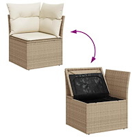 vidaXL Soffgrupp för trädgården med dynor 6 delar beige konstrotting