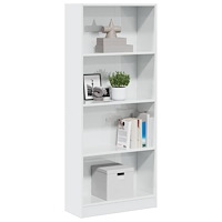 vidaXL Bokhylla vit högglans 60x24x143 cm konstruerat trä