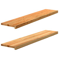 vidaXL Fönsterbänkar 2 st ljusbrun 120x25x2 cm massiv ek