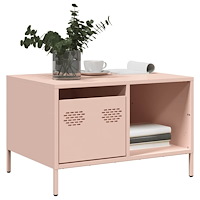 vidaXL Soffbord rosa 68,5x50x43,5 cm kallvalsat stål