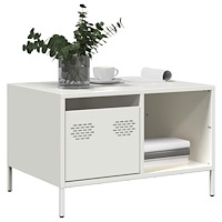 vidaXL Soffbord vit 68,5x50x43,5 cm kallvalsat stål