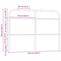 vidaXL Sänggavel brun ek 120 cm stål och konstruerat trä