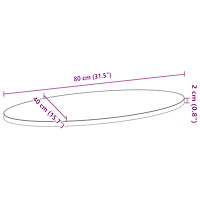 vidaXL Bordsskiva mörkbrun 80x40x2 cm massiv ek oval