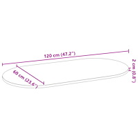 vidaXL Bordsskiva mörkbrun 120x60x2 cm massiv ek oval