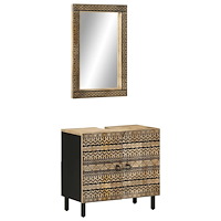 vidaXL Badrumsmöbler 2 delar massivt mangoträ