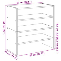 vidaXL Skohyllor 2 st stapelbara rökfärgad ek 60x30x30,5 cm