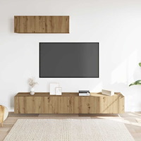vidaXL Väggmonterade TV-skåp 3 st ek 100x30x30 cm konstruerat trä