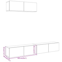 vidaXL Väggmonterade TV-skåp 3 st ek 100x30x30 cm konstruerat trä