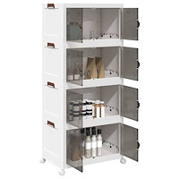 vidaXL Förvaringslåda stapelbar med hjul 4 nivåer 75 L 64x40x141,5 cm