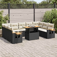 vidaXL Soffgrupp för trädgården dynor 10 delar konstrotting akaciaträ