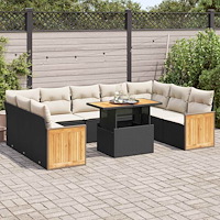 vidaXL Soffgrupp för trädgården dynor 10 delar konstrotting akaciaträ