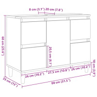 vidaXL Tvättställsskåp betonggrå 80x33x60 cm konstruerat trä